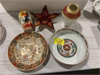 ASIAN THEMED PORCELAIN BOWLS, GLASS STARFISH,