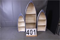 3 Piece Canoe Shelves Largest Is 26" T X 10.5"