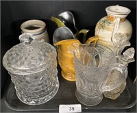 Adv Lebanon Crock, Haeger Pottery, Glassware.
