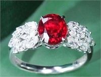 2.1ct Pigeon Blood Red Ruby Ring 18K Gold