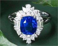 4.2ct Royal Blue Sapphire Ring 18K Gold