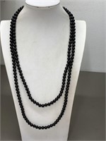 NEW LONG! BLACK AGATE STONE NECKLACE