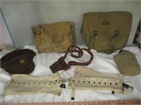 WW I & WW II Canvas Gear, Leather, Hat, Canteen