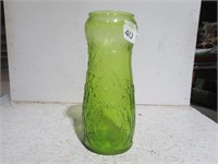 tall green glass vase