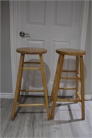 2 wood bar stools 30"H