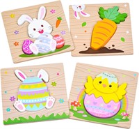4 Pack Easter Wooden Puzzles for Kids Toddler