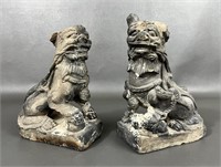 Pair Of Antique Chinese Stone Foo Dog Statues