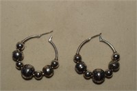 Sterling Beaded Hoop Earrings