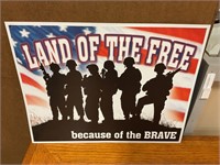 16” x12” metal land of the free sign