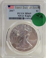 1ST DAY OF ISSUE 2017 SILVER EAGLE DOLLAR