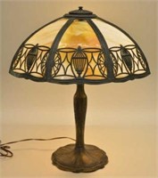 Antique Slag Glass Panel Lamp
