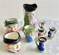 8 vintage Toby jugs marked Japan