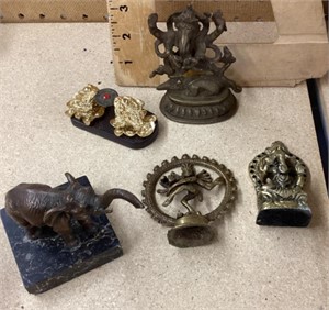Group of brass Indian and Chinese figurines