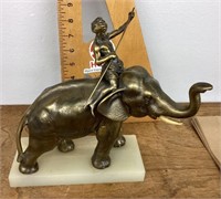 Brass elephant with rider