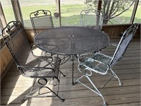 Metal Patio Table and (4) Chairs 
- table 48” x