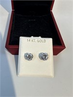 14k Stud Earrings with 2ct CZ Stone