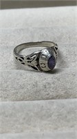 Vintage Sterling Silver Josten's Ring With Blue St