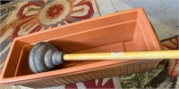 clay flower box, 2 plastic flower boxes & plunger