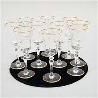 10 Baccarat signed Vienna gold wine glasses -