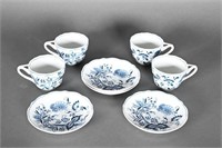 Vintage Blue Danube Tea Cups & Saucers 4 Sets