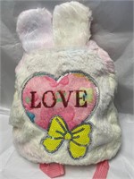 Plush Fluffy Pink Heart Backpack for Girls