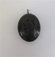 19thC Vulcanite floral locket