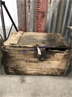 Wood box w/ hinged lid--26 x 16.5 x 14 inches tall