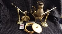 Assorted brass candlestick pitcher