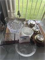 Asst Glass Vases, Mirrors & Barometer