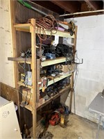 CONTENTS OF  SHELVING UNIT IN GARAGE