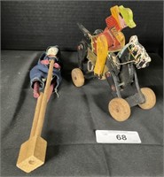 Vintage Wind-up Cowboy, Wooden Toys.