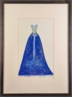 Original Acrylic On Canvas "Untitled" Blue Dress A