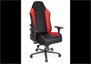 (SIGN OF USAGE) Leather Gaming Chair - Black/Red