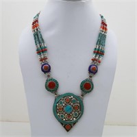 Tibet Natural Stone Tribal Queen Royal Necklace