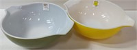 2 Vintage Pyrex Cinderella Bowls - Green & Yellow