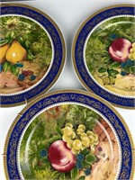 Three pretty Limoges hand painted fruit plates