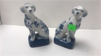 1893 DATED Blue/White Dog Book~ends (ENGLISH)