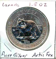 2014 1.5 oz Silver Canadian Arctic Fox
