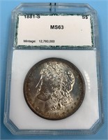 1881 S Morgan silver dollar MS63 by PCI       (33)
