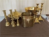 Assorted Brass Candlesticks and more