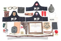 WWI TO COLD WAR MILITARY GEAR & SOUVENIRS LOT