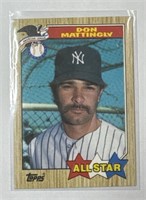 1987 Topps #606 Don Mattingly Yankees All Star!