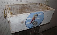 Painted white wood box, bird on side