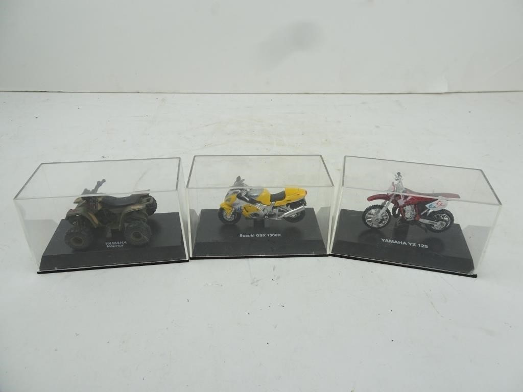 Lot of 3 New Ray Mini Model ATV & Motorcycles -