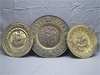 Lot of 3 Vintage Dutch Brass Wall Plates