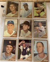 18- 1962 baseball cards low grade