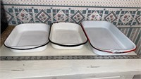 3 Enamelware Baking Pans