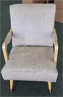 Vintage wood frame upholstered rocking chair