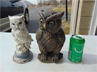 owls. 1 concrete, 1 ceramic
