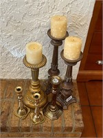 Group of Candle Holders, Resin & Brass